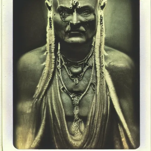 Image similar to polaroid of a Lord Vivec the Warrior-Poet by Tarkovsky