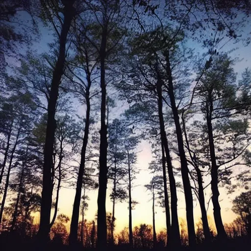 Prompt: really beautiful forest, evening sky