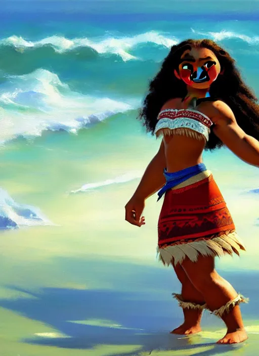 Image similar to moana, soft natural light, stillframe, greg manchess