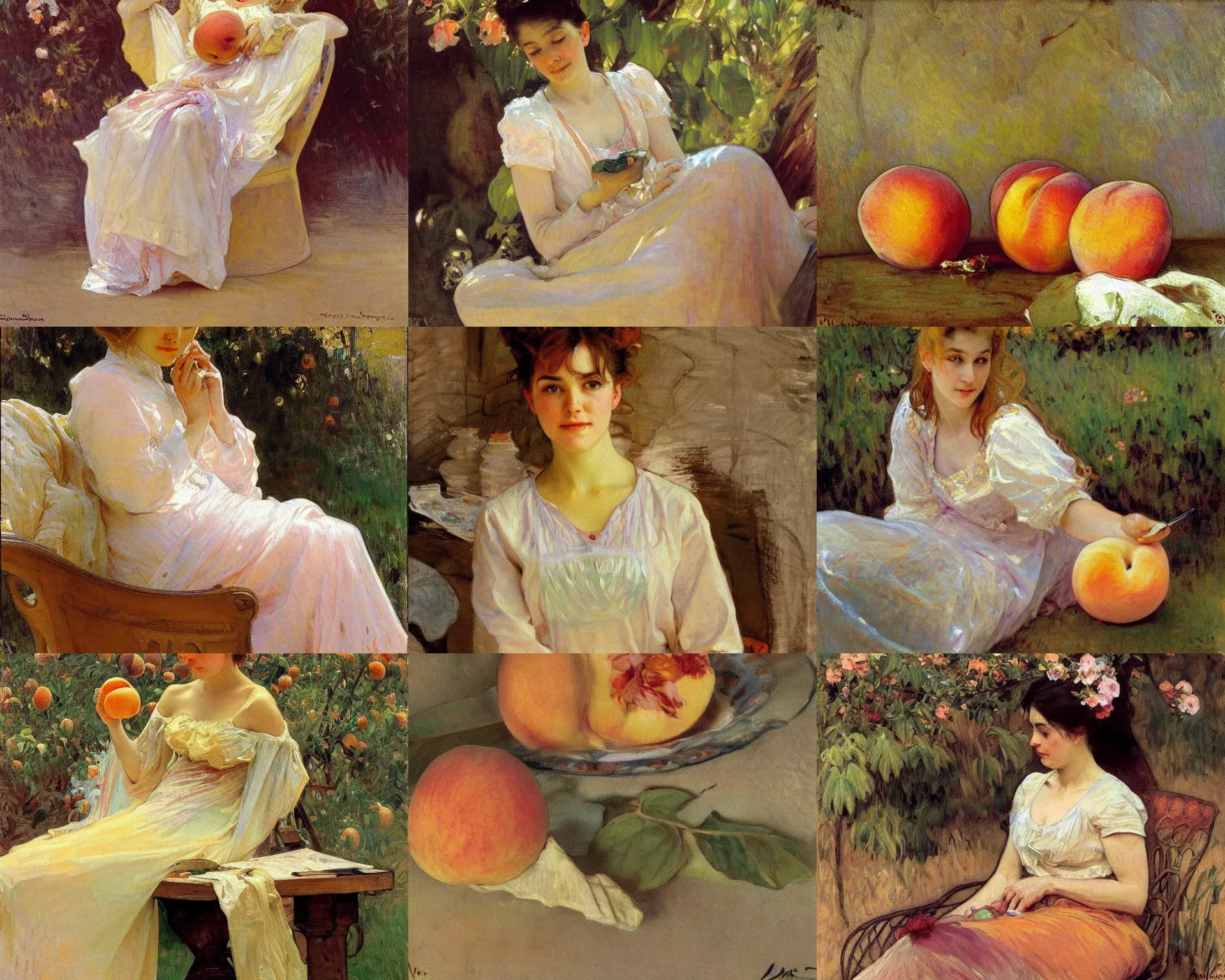 Prompt: a peach, painting by richard schmid, john singer sargent, alphonse mucha