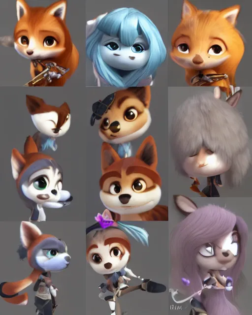 Image similar to female furry mini cute style, highly detailed, rendered, ray - tracing, cgi animated, 3 d demo reel avatar, style of maple story and zootopia, maple story gun girl, fox from league of legends chibi, soft shade, soft lighting