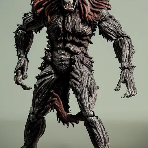 Prompt: transforming werewolf action figure, high detail, realistic, detailed, 4 k,