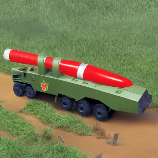 Image similar to HIMARS with rockets, Cars Pixar movie style, detailed, green