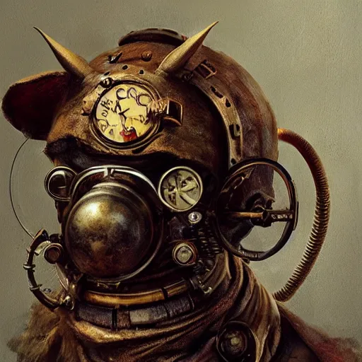 Prompt: a rat with steampunk googles, by Ruan jia