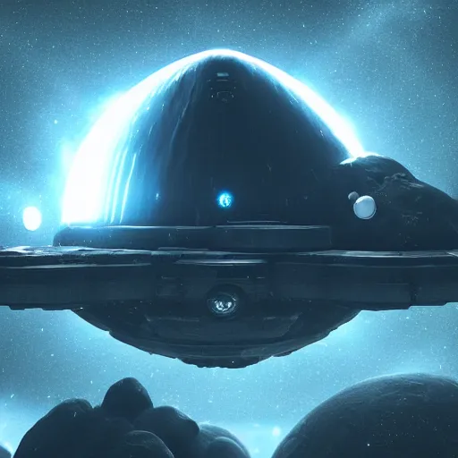 Image similar to space mothership landing on a lost planet into deep space, mysterious setting, unknown places, stunning visuals, 8 k render, hyper detailed