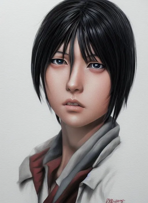 Image similar to Mikasa Ackerman hyper realistic 3D art style by Ian Spriggs