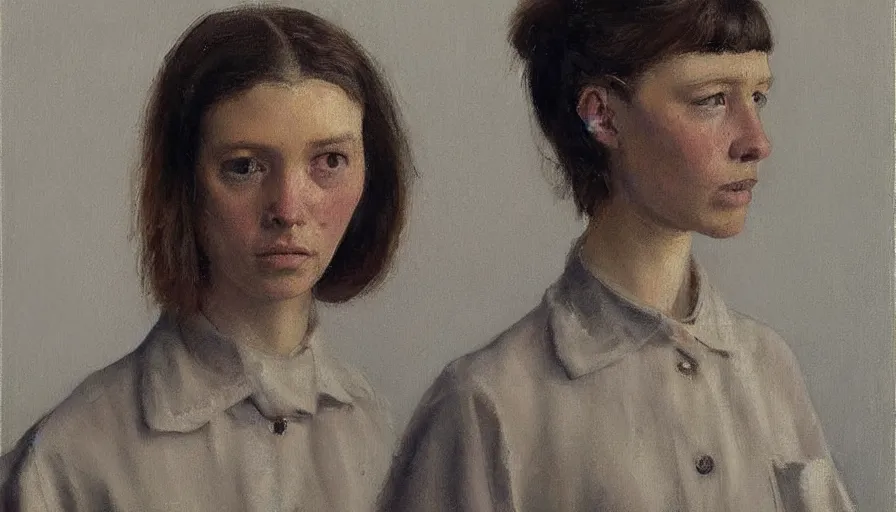 Image similar to painting by borremans, young woman, detailed, stunning