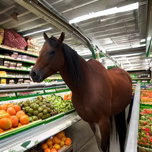 Image similar to horse shopping for groceries, 4k