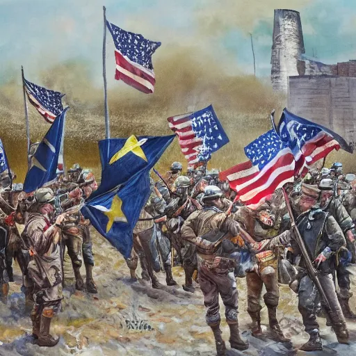 Prompt: painting of ww3 USA