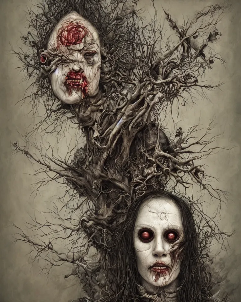 Image similar to Horror portrait by Santiago Caruso and Nekro and Amanda Sage and Alex Pardee, cgsociety 4k