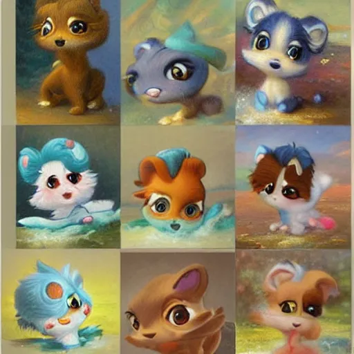 Image similar to 3d Littlest Pet Shop, ocean, master painter and art style of Noel Coypel, art of Émile Eisman-Semenowsky, art of Édouard Bisson