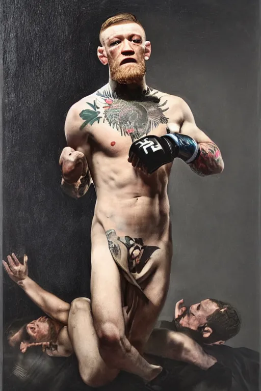 Image similar to connor mcgregor by caravaggio, mma fighter glamour shot