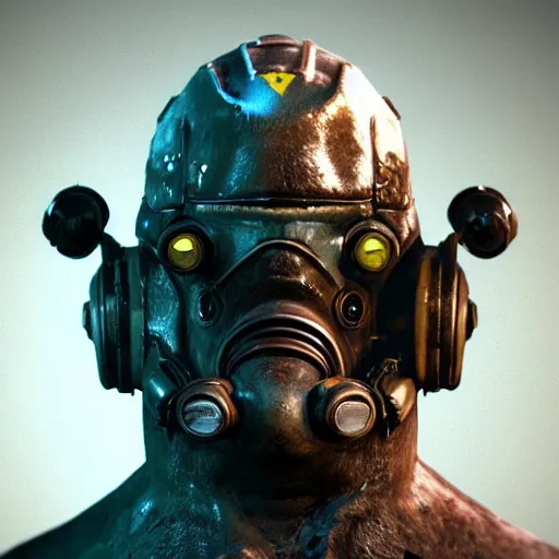 Image similar to fallout concept art supermutant face close up render grim realistic lighting unreal engine 5