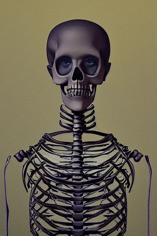 Image similar to vitalik buterin, money skeleton, painting by grant wood, 3 d rendering by beeple