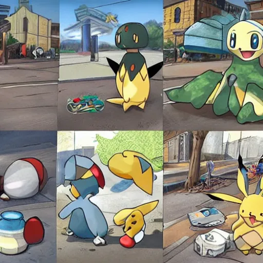 Image similar to homeless pokemon photorealistic