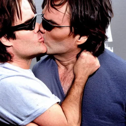 Prompt: jack black kissing Jim Carrey,