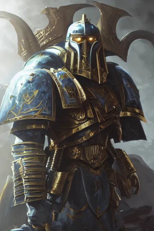 Image similar to armor portrait heros warhammer 4 0 k horus heresy fanart - the primarchs emperor by johannes helgeson animated with vfx concept artist & illustrator global illumination ray tracing hdr fanart arstation zbrush central hardmesh 8 k octane renderer comics stylized