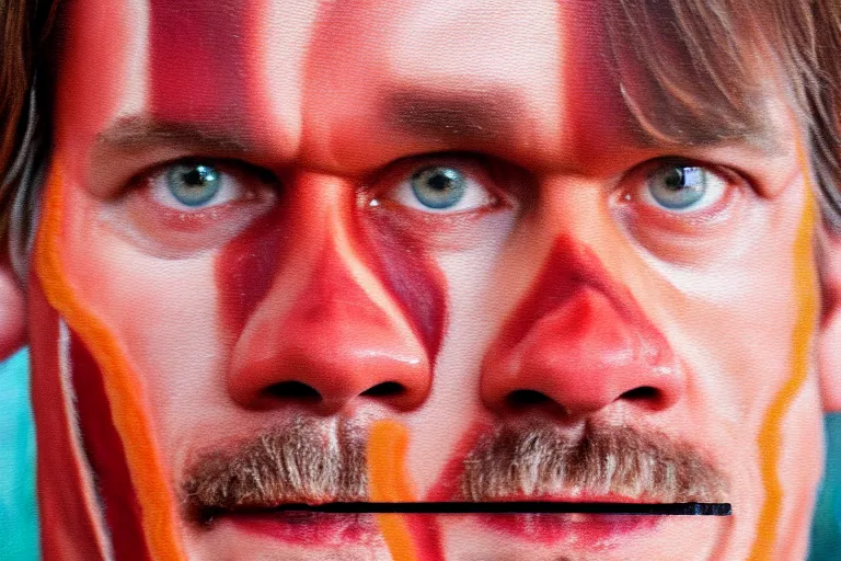 Image similar to a painting bacon with kevin bacon's face, 8 k, cinematic, movie still