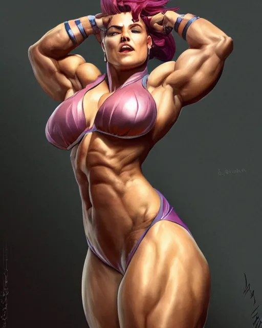 Image similar to full figure ultra realistic illustration, selina gomez as thick female bodybuilder witch zarya from overwatch smiling with closed eyes, intricate, elegant, highly detailed, digital painting, artstation, concept art, smooth, sharp focus, illustration, art by artgerm and greg rutkowski and alphonse mucha