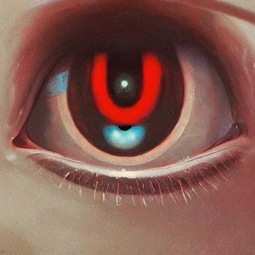 Prompt: close-up of an eye of a woman, art by Greg Rutkowski and Zdzisław Beksiński