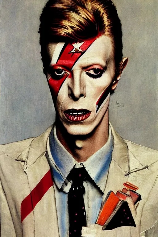 Prompt: david bowie painted by norman rockwell