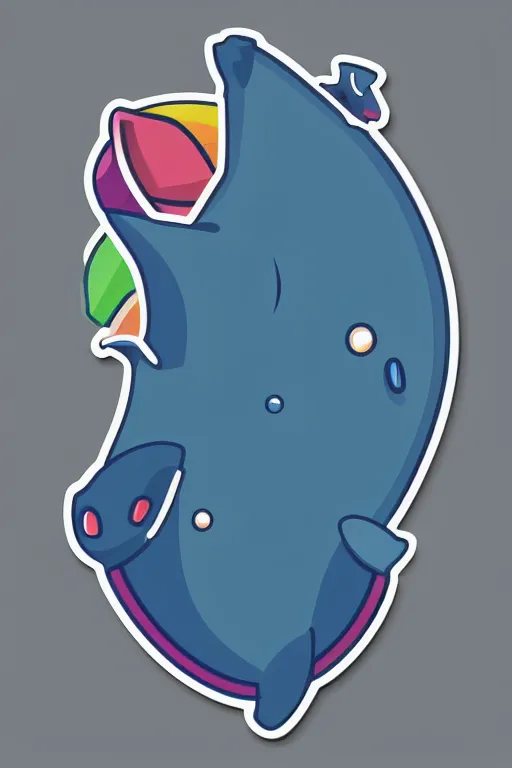 Image similar to Whale, sticker, anthropomorphic, colorful, fantasy, artstation, illustration, highly detailed, simple, smooth and clean vector curves, no jagged lines, vector art, smooth