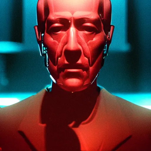 Prompt: movie still of sad cyborg, cinematic composition, cinematic light, by david lynch