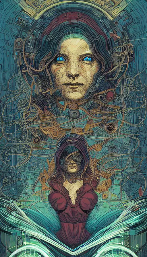 Image similar to Tha oracle, futurism, da vinci, Dan Mumford, Josan Gonzalez