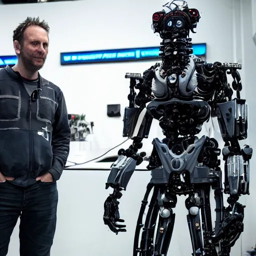 Image similar to cyberpunk Deadcode humanoid robot neil blomkamp and Emmanuel Lubezki