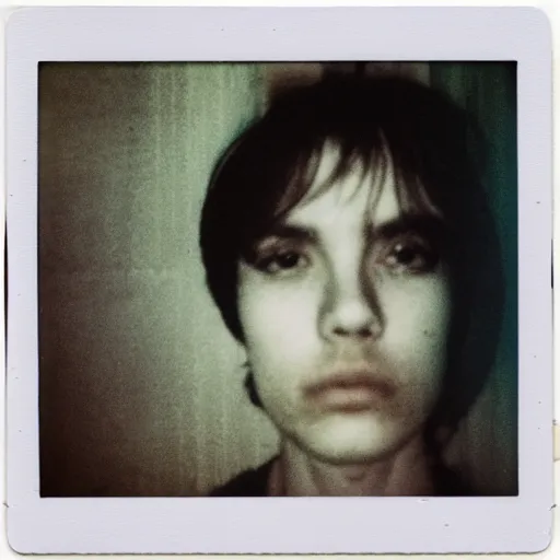 Image similar to last selfie on earth, polaroid, scratch and dust