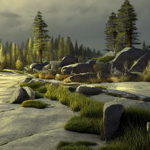 Prompt: a midjourney render of a landscape