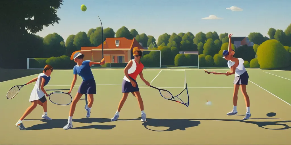 Image similar to tennis game in santa rosa, summer evening, kenton nelson