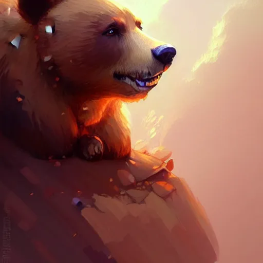 Image similar to cute cartoon bear, sharp focus, illustration, highly detailed, digital painting, concept art, matte, art by wlop and artgerm and greg rutkowski and alphonse mucha, masterpiece