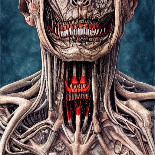 Image similar to bodyhorror portrait of leon trotskiy abomination, photo - realistic, color image, 2 k, highly detailed, by h. r. giger