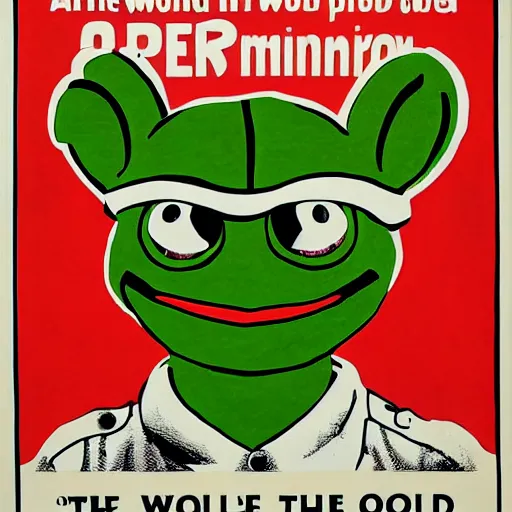 Image similar to pepe the frog in world war 1 propaganda poster