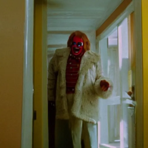 Image similar to A still of Ronald McDonald in The Shining (1980)