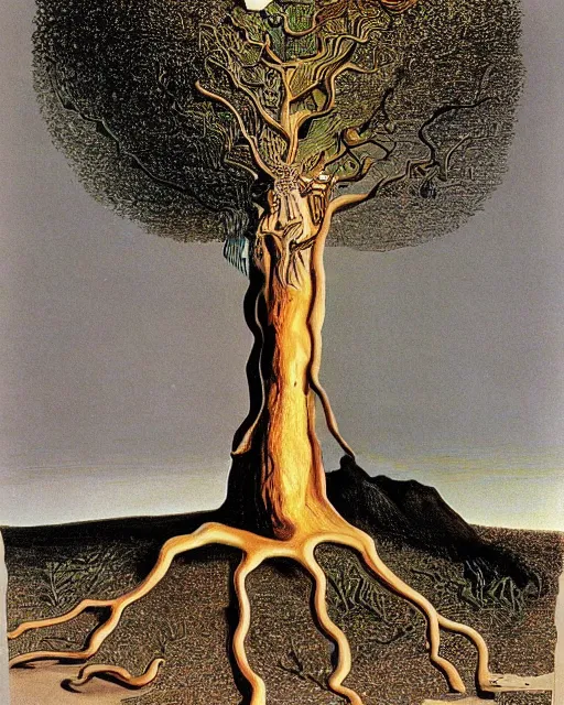 Prompt: A tree who is also a man, by Salvador Dali