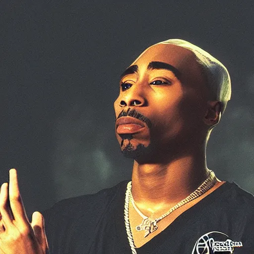 Image similar to Tupac Shakur, screenshot from a 2012s anime