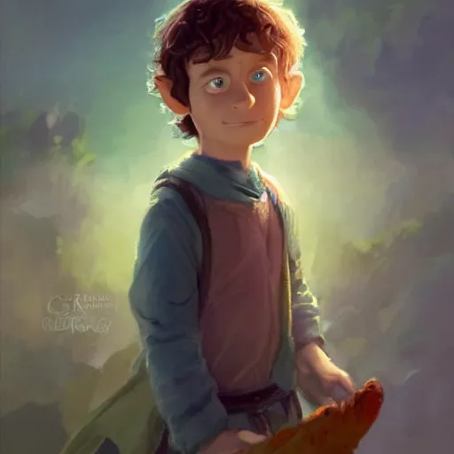 Image similar to a wholesome animation key shot of cute frodo, gollum and sam from lord of the rings, colorful, pixar and disney animation, sharp, very detailed, high resolution, key art by greg rutkowski, bloom, dramatic lighting