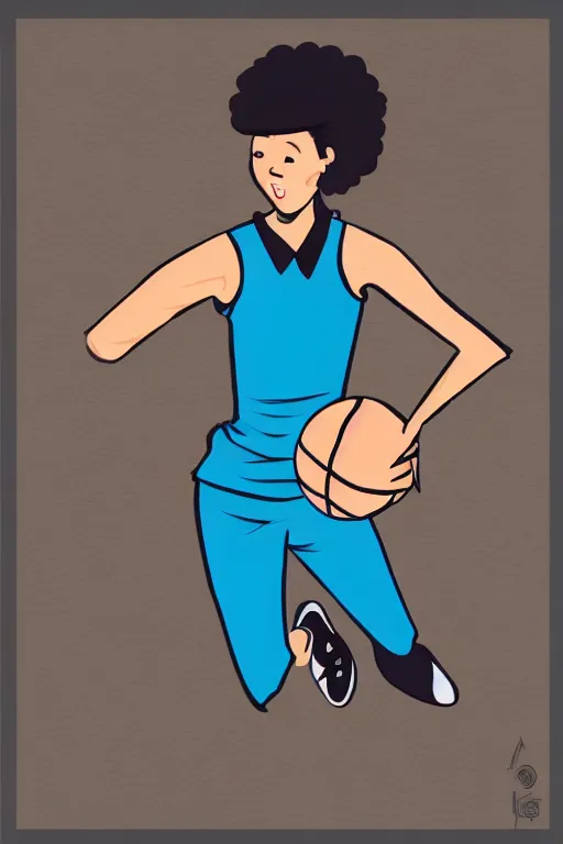 Image similar to a cartoon of a stylish woman playing basketball