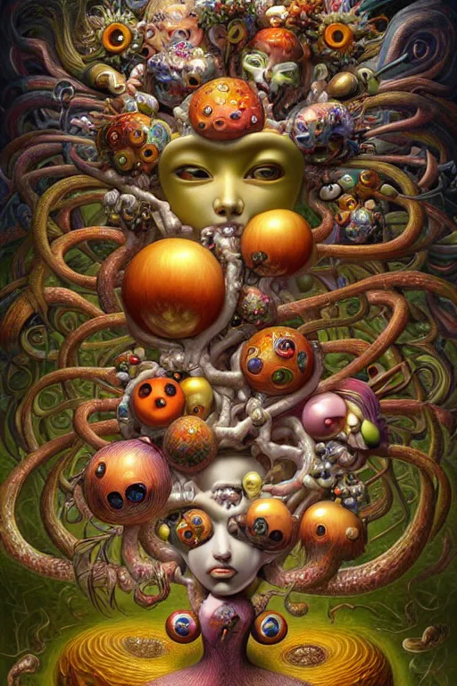 Image similar to hyper - maximalist overdetailed painting by naoto hattori. artstation. deviantart. cgsociety. inspired by hieranonymus bosch and heidi taillefer. surrealism infused lowbrow style. hyperdetailed high resolution render by binx. ly in discodiffusion. dreamlike polished render by machine. delusions. sharp focus.