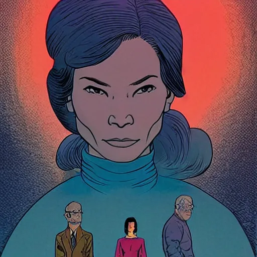 Image similar to lucy liu retro minimalist portrait moebius starwatcher comic by jean giraud, 8 k