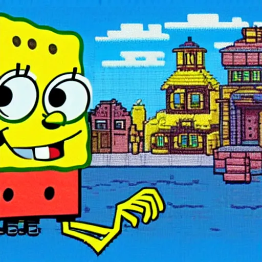 Image similar to spongebob's house, 16 bit,