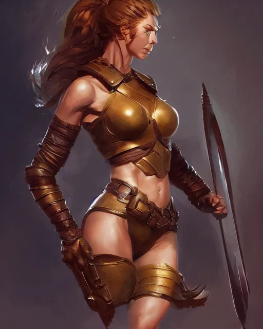 Image similar to beautiful female warrior, accurate anatomy, by Stanley Artgerm Lau, WLOP, Rossdraws, frank frazetta, Andrei Riabovitchev, Marc Simonetti, tranding on artstation