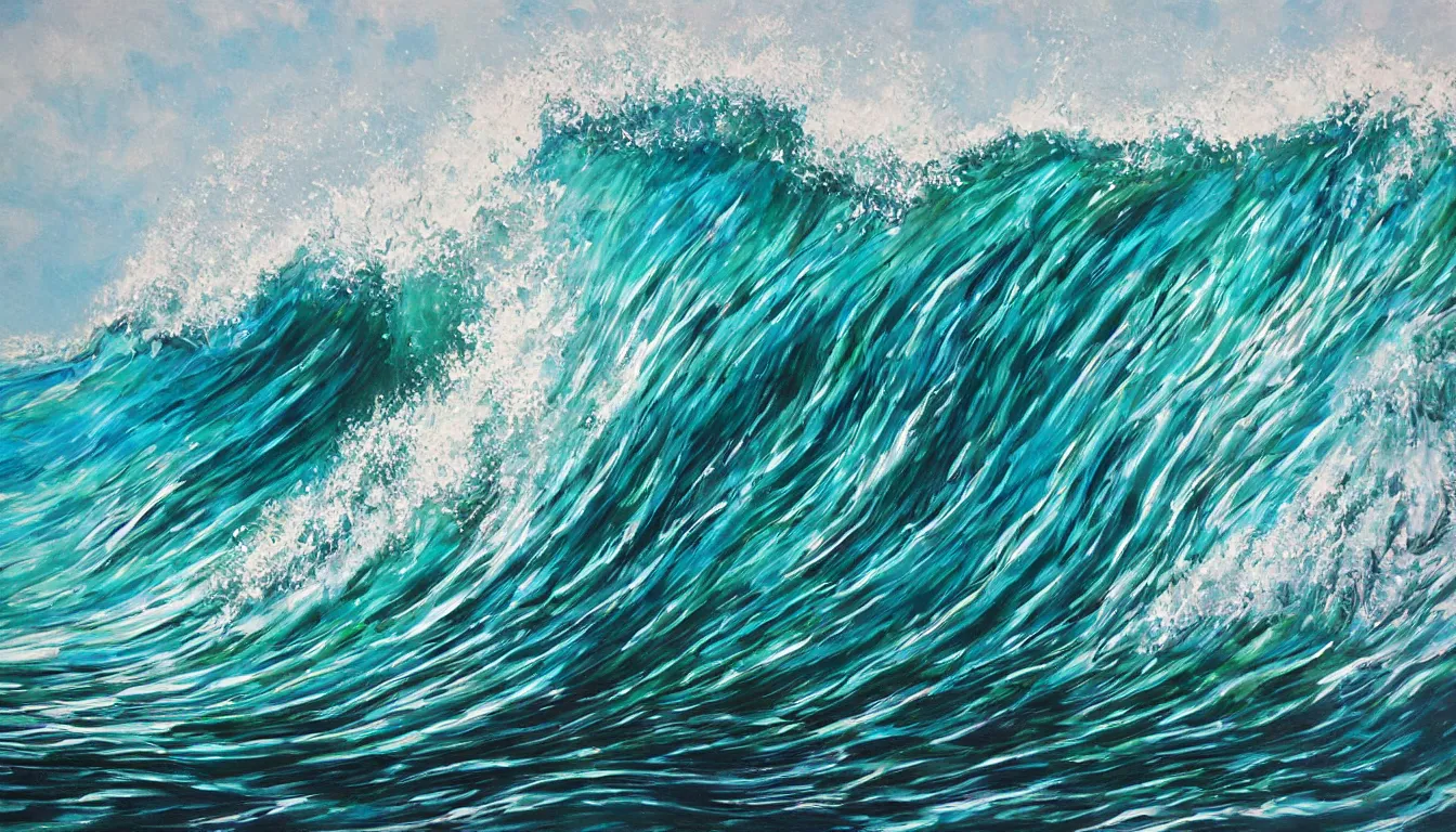 Image similar to ocean wave barrel, photorealistic painting