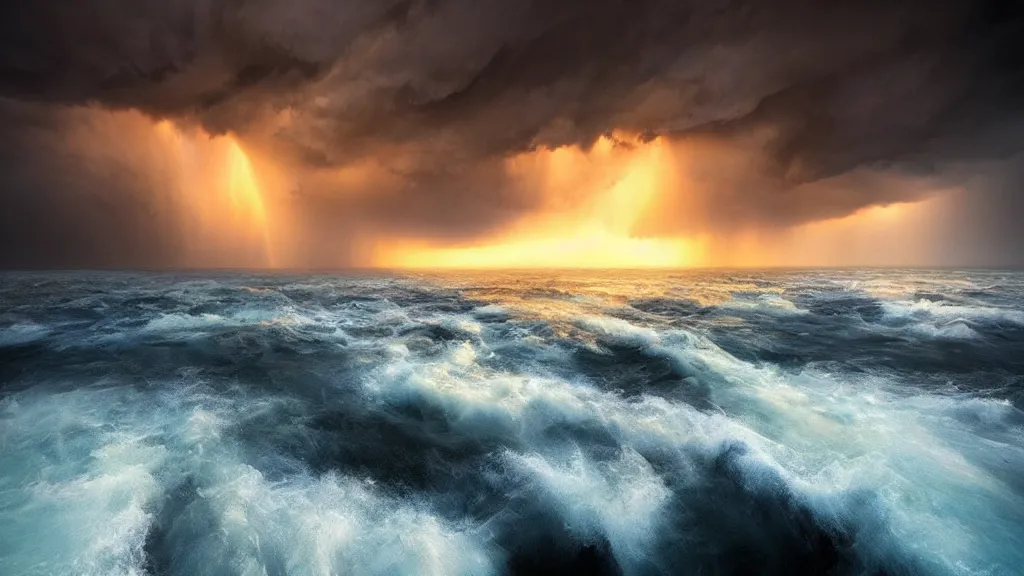 Image similar to amazing landscape photo of the end of the world by marc adamus, beautiful dramatic lighting