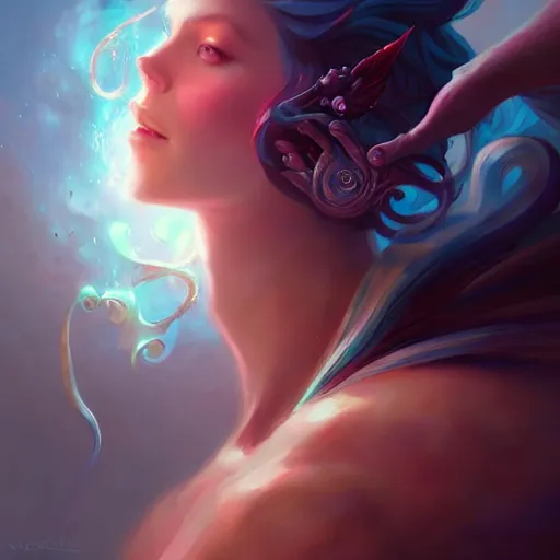 Image similar to a portrait of a beautiful emanation, art by pete mohrbacher and wlop and artgerm, digital art, highly detailed, intricate, fantasy, sharp focus, Trending on Artstation HQ, deviantart, unreal engine 5, 4K UHD image