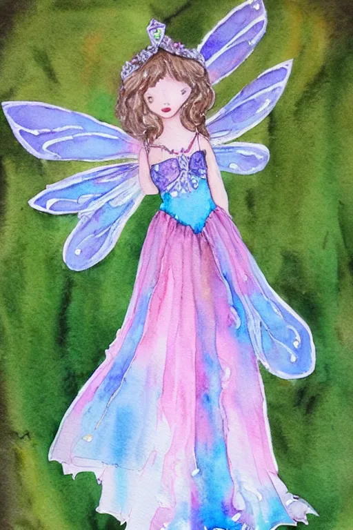 Prompt: fairy princess dress, watercolor