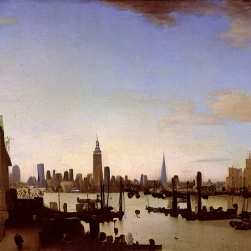 Prompt: painting of new york city in 1860 by Jan Vermeer,