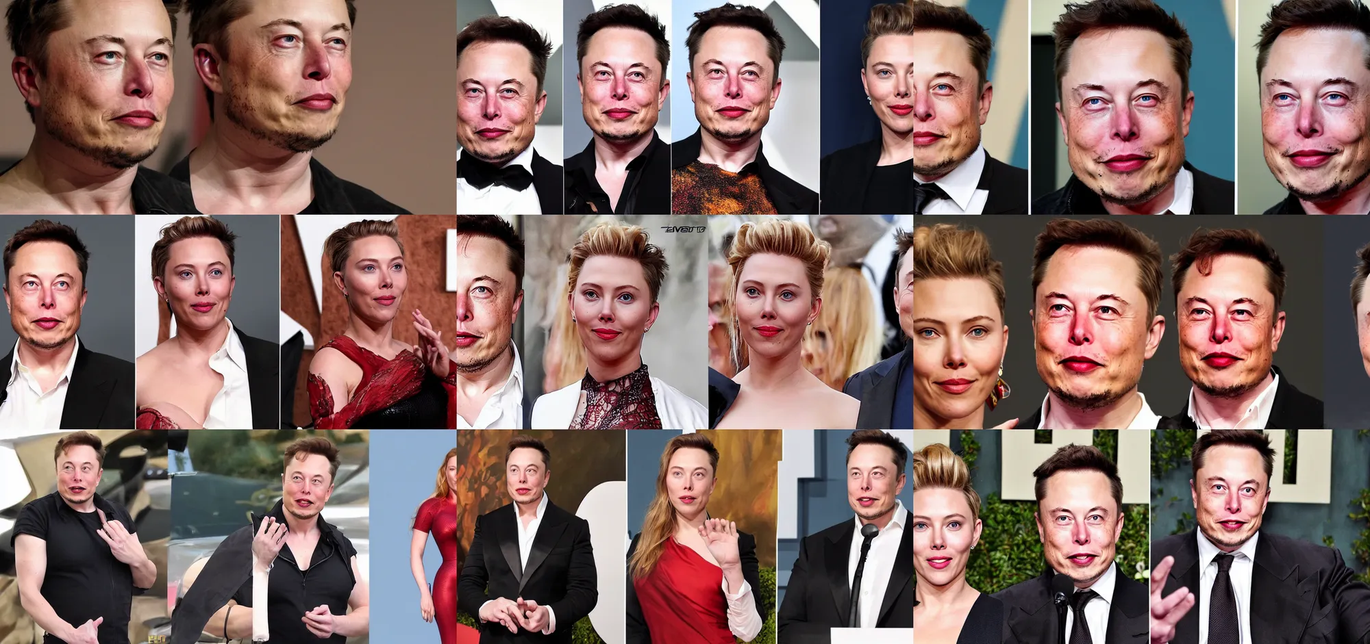 Image similar to Elon Musk is animorphing into Scarlett Johansen, highly detailed color drawing